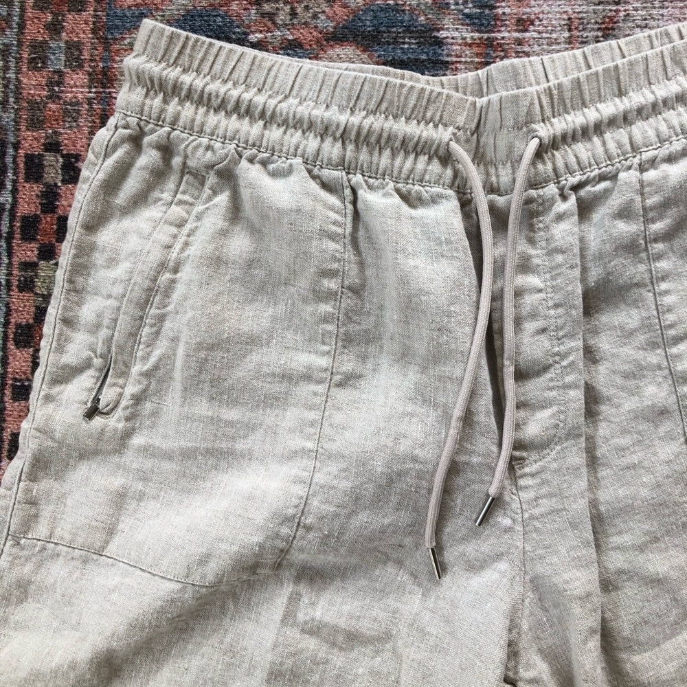 linen athlete pants tan cream